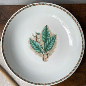 Large Serving Pasta Bowl 13.5" D American Atelier at Home Stoneware Herbal Leaf